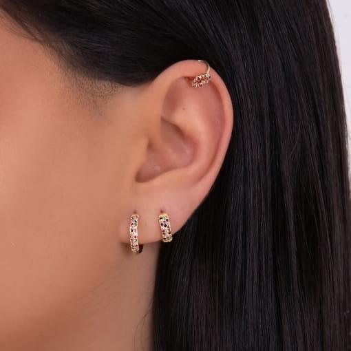 Piercing fake design formato coração com zircônia cores variadas