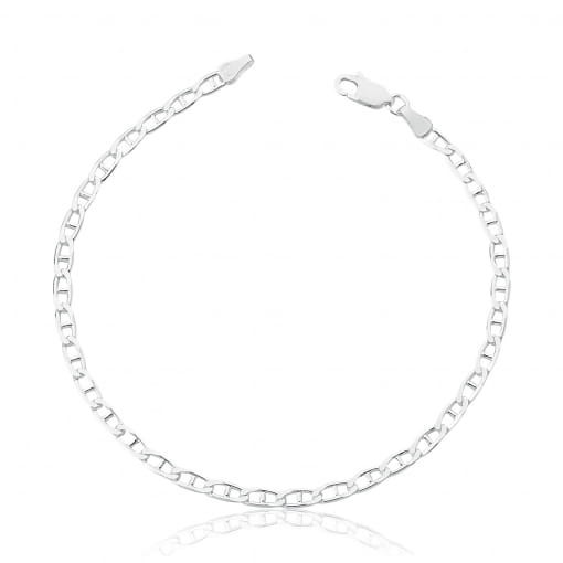 Pulseira de prata elo oval com detalhe ao meio